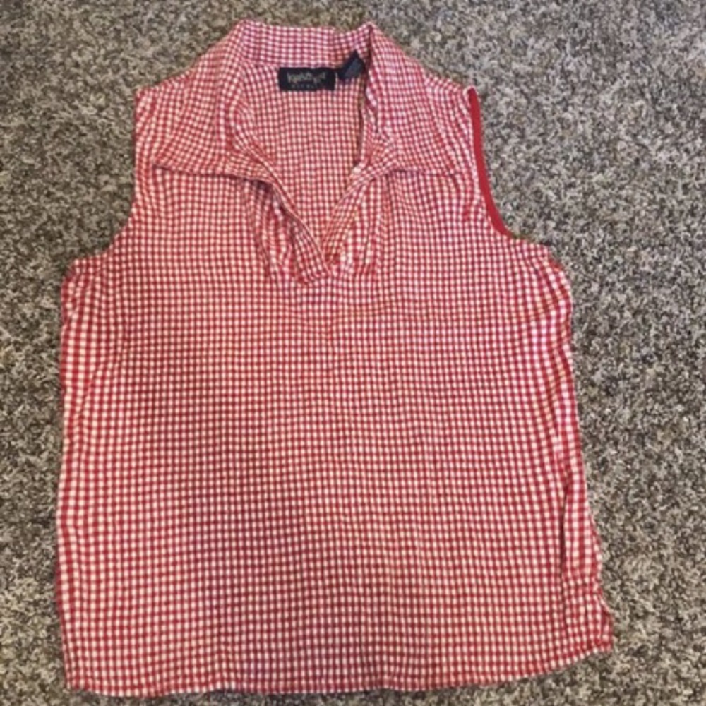 Sleeveless Gingham Check Shirt